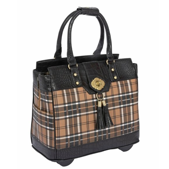 JKM and Company MAD FOR PLAID Rolling Laptop Bag Briefcase Work Bag or Tote